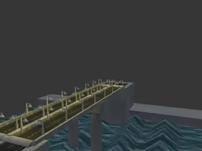 Low Poly Bridge over water Low-poly 3D model