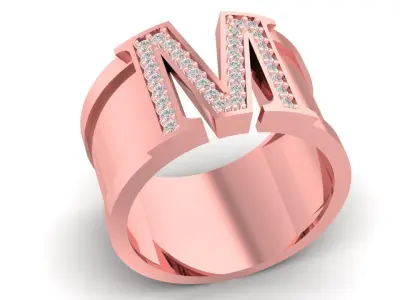 Luxury Initial Letter M Ring for Men and Women  2917 3D print model