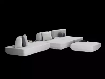 Modular sofa 2 with pillows and decor elements 3D model