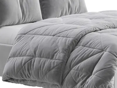 Light Wood Upholstered Panel Modern Bed 3D model