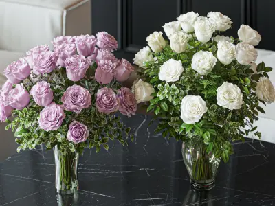 Flower Set 029 White and pink Rose 3D model