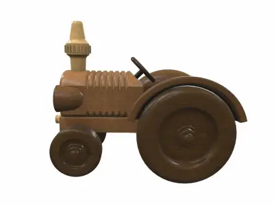 Wooden tractor toy 9 Free 3D model