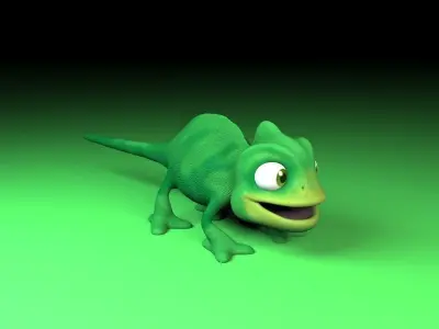 cartoon chameleon Low-poly 3D model