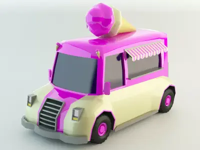 Low Poly Ice-Cream Van 3D model