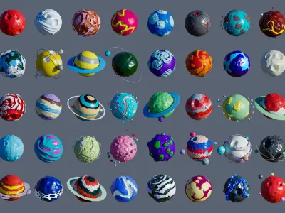 Planets 2 Low-poly 3D model