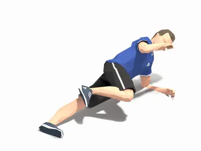 Side plank knee bend Exercise Man Animation Low-poly 3D model