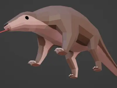 Low-Poly Game Ready Pangolin Model armadillo Low-poly 3D model