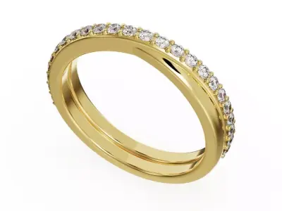 Wedding band with diamonds 3D print model