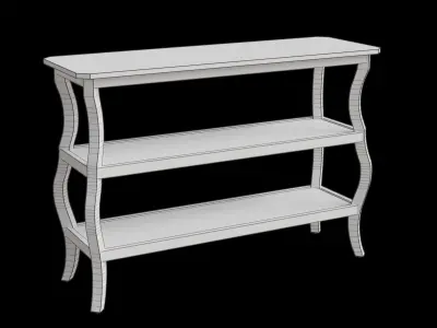 Wooden Curve Legs Console Table Low-poly 3D model