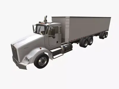 Kenworth T800 Box Trailer Low-poly 3D model