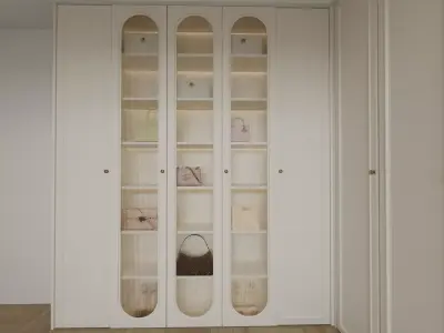 Luxury Cream Walk-in Closet Dressing Space 3D model