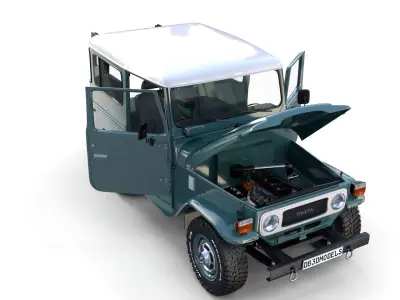 Toyota Land Cruiser FJ 40 with Interior and Chassis 3D model