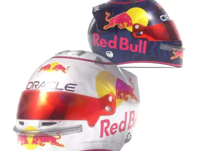 Red Bull F1 Helmet Blue and White - Two Colours 3D model