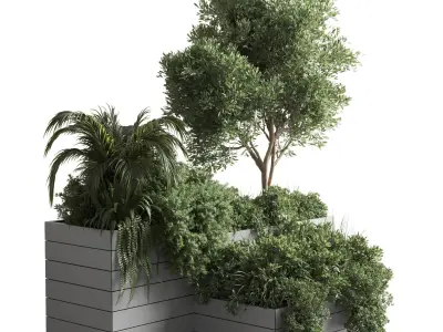 stand plant box garden outdoor plant wooden box pot 3D model