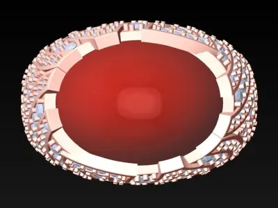 Oval stone ring - Mens Rings - GN257 3D print model