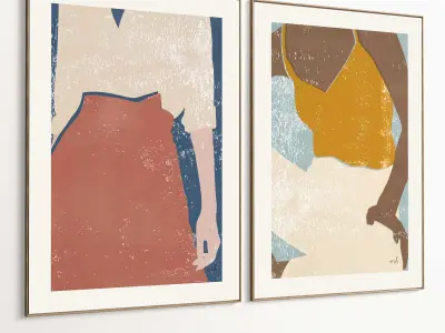 Plaster Two Photo Frame 425 Low-poly 3D model