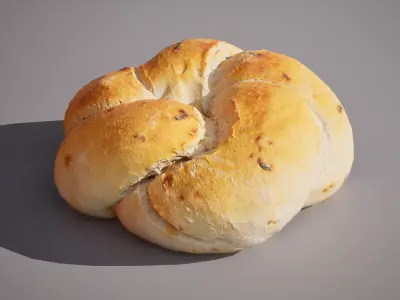 Bread with onions 5K triangles 4K PBR textures Low-poly 3D model