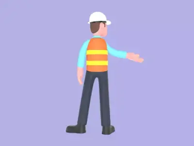 3D Cartoon Male Architect Character - Angry Explaining Pose 3D model
