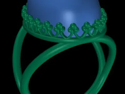 Oval Stone  Ring Ready Printable Model 3D print model 3D print model