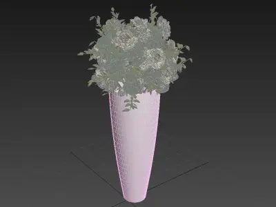 Big Flower Pot with Flower Bouquet  3D model