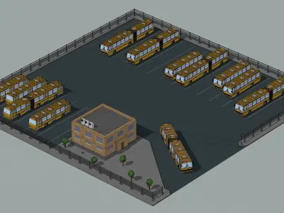 Bus depot 3D model