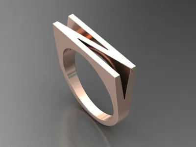 alphabet ring letter N 3D print model