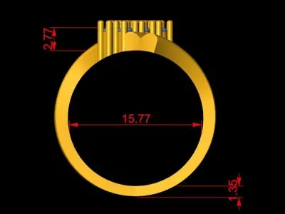 ladies Diamond Ring 3D print model 11