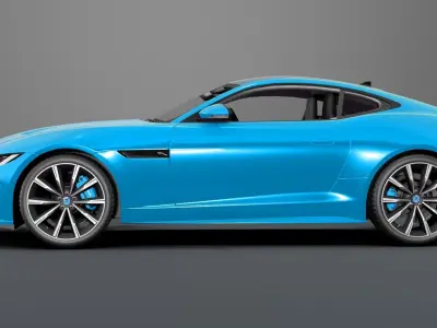 Jaguar F Type Blue Animated and Rigged Low-poly 3D model