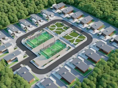 Modern Residential Complex 3D Model 3D model