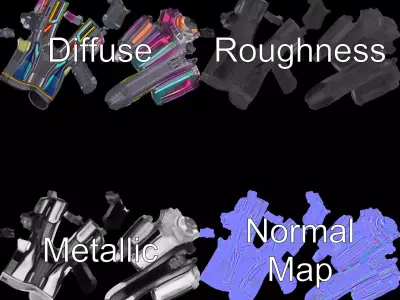 Neon Cyber Blaster model pack Low-poly 3D model