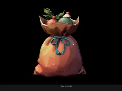 Low Poly Christmas Sack AI Low-poly 3D model