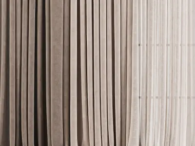 Layered Curtain Set for Large Windows 78 3D model