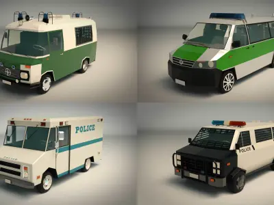 Low Poly Police Van Pack