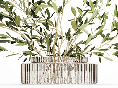 Realistic flower bouquet decoration of olive branches 3D model