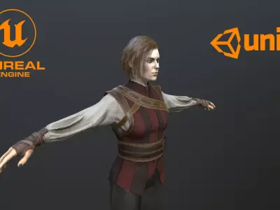 Warrior Girl for Unreal Engine 4 and Unity Gameready  Low-poly 3D model