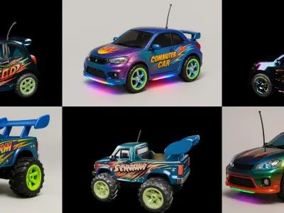 Controled Car bundle 14 pack 100 glb 3D model