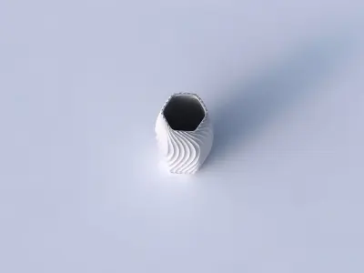 Vase hexagon with wavy extruded lines 4 3D print model