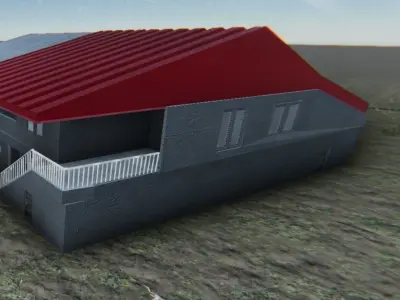 concrete village house  Low-poly 3D model