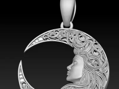 Moon pendant 3D print model 3D print model