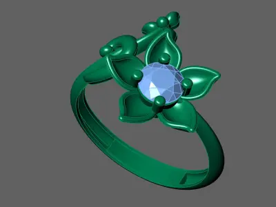 Womens Rings With Stone Ring Ready STL 3DM Models Rings women 3D print model 8