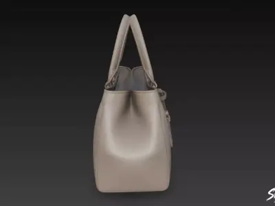 Gray Brown Structured Tote Bag Low-poly 3D model