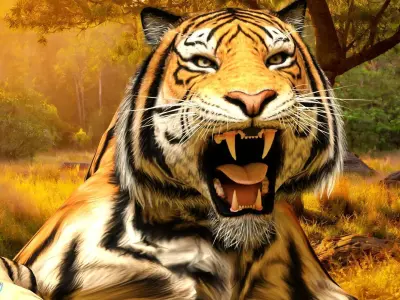 Fierce Tiger Low-poly 3D model