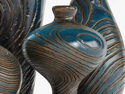 Decorative Vase Set Low-poly 3D model