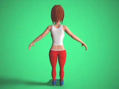 cartoon girl rigged Low-poly 3D model