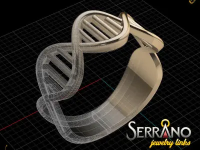 DNA ADN Gold Ring 3D print model