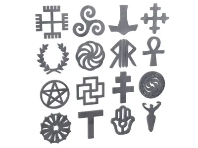Pagan Religions Symbols Low-poly 3D model
