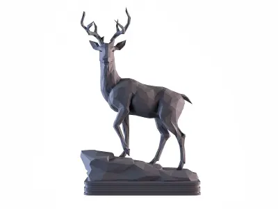 Deer LowPoly statue 3D print model