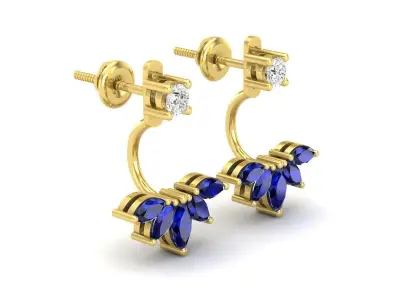 AV 463 Diamond Ladies Stud Earrings Jackets Set 3D print model