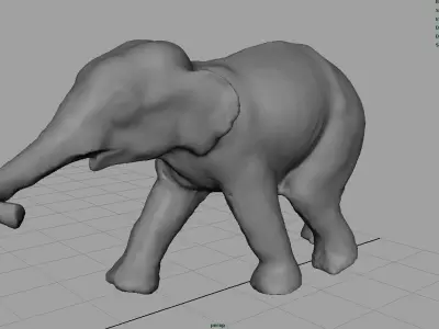 Asian Elephant Babe Low-poly 3D model
