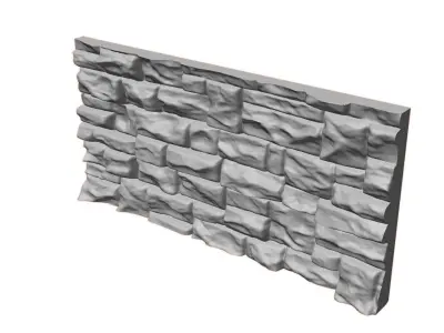 Rough Gneiss Stone Wall Segment 3D model